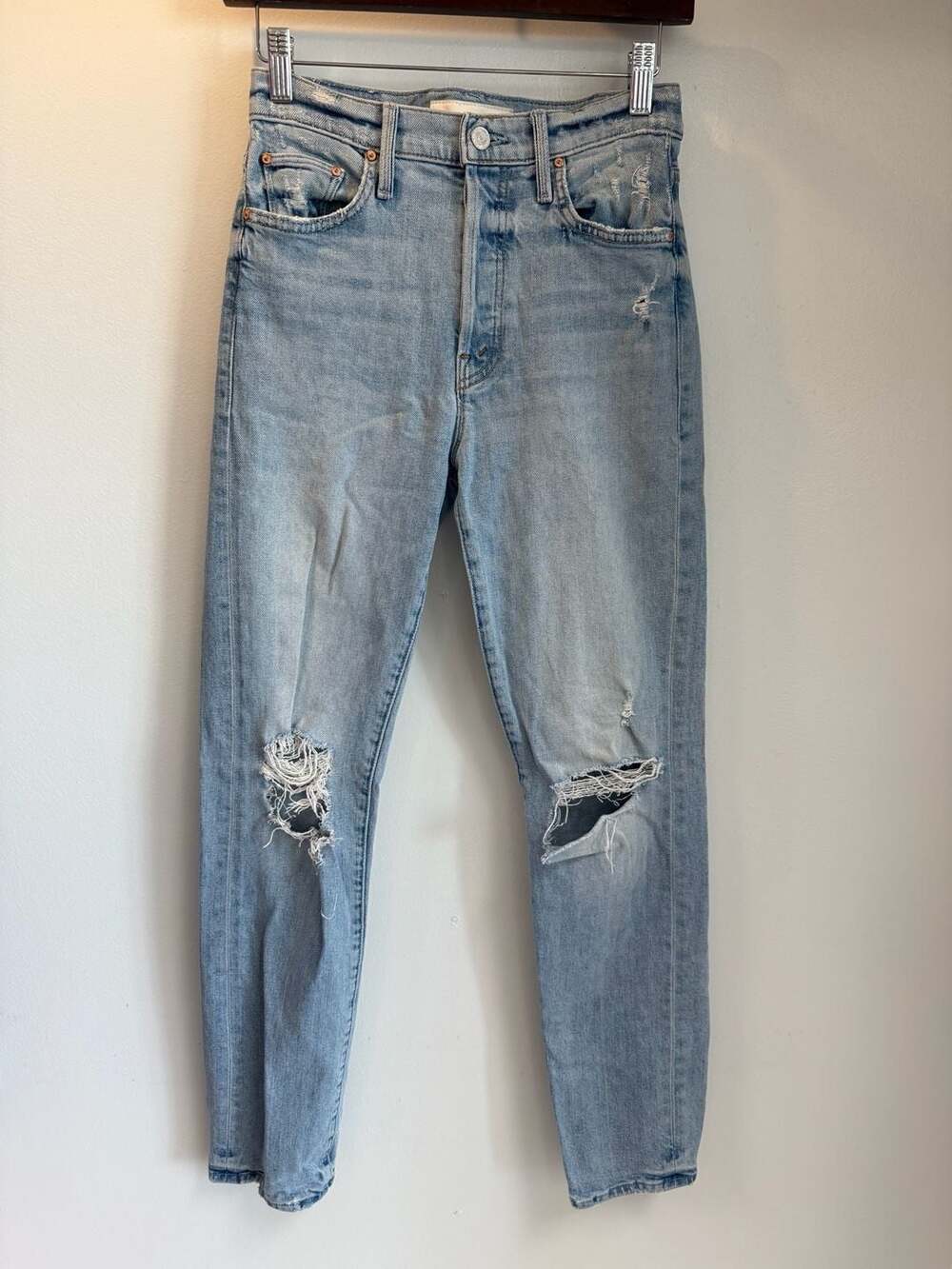 MOTHER Denim Jeans Light Wash Distressed